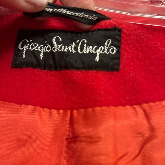 VTG Giorgio Sant' Angelo Women's 100% Wool RED Blazer One Button Silver Size‎ 12 - Picture 4 of 10